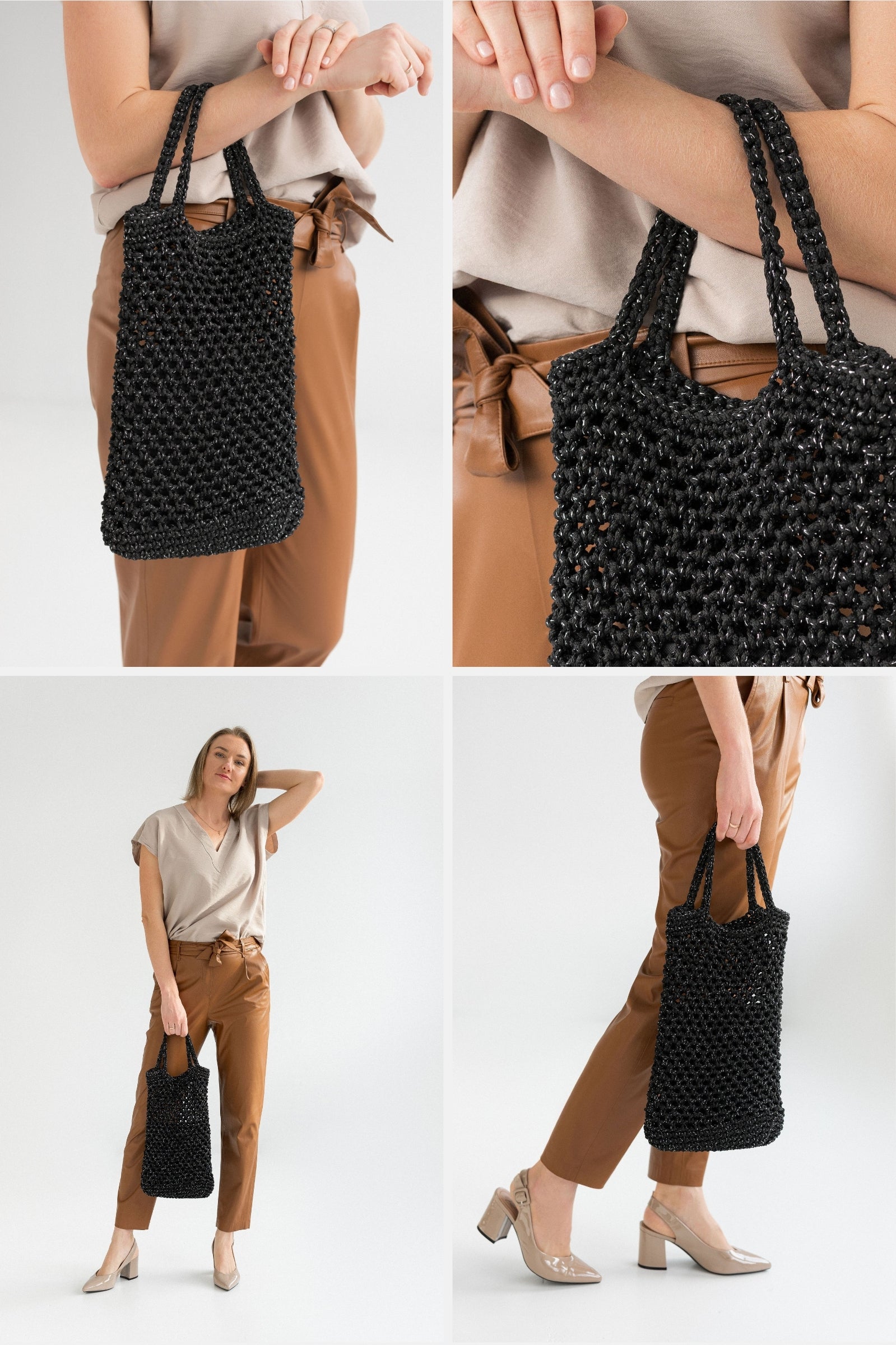Crochet bag pattern in black color using in style