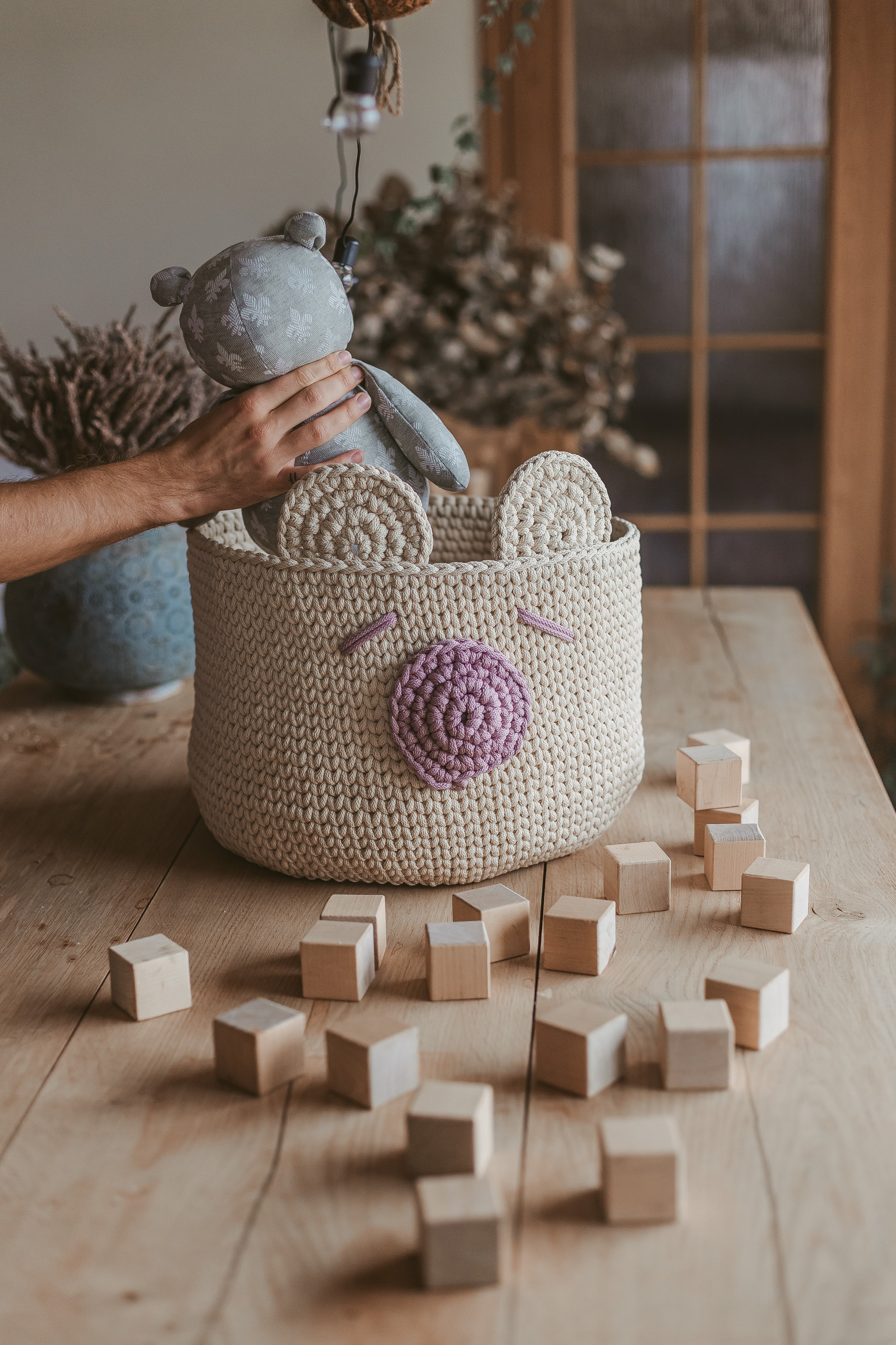 Crochet basket kit Baby nursery hamper