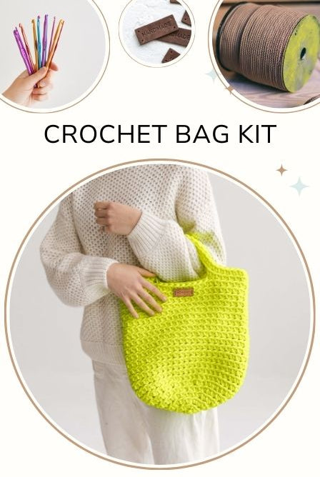 Crochet bag kit with macrame cord