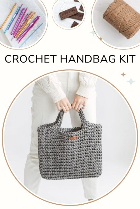 Crochet handbag kit Grey Camelia