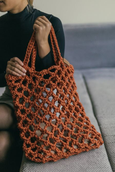 Crochet kits for beginner orange tote bag