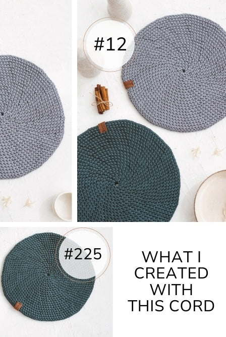 Crochet placemats with macrame cord