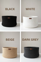 Crochet basket kit different colors: black, white, beige and dark grey