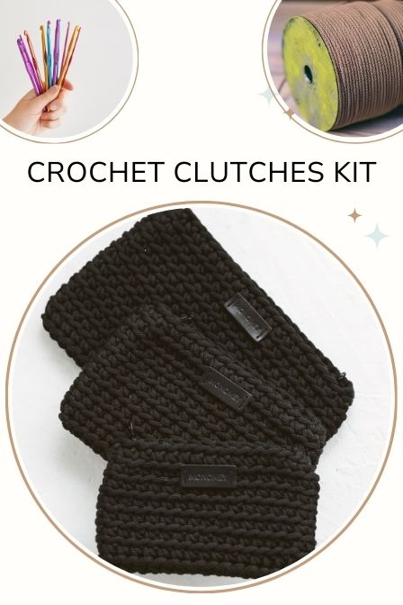 DIY crochet kits 3 clutches