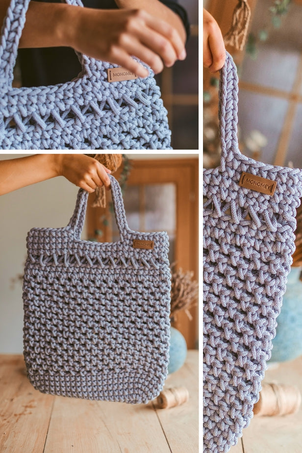 Easy crochet bag with macrame cord