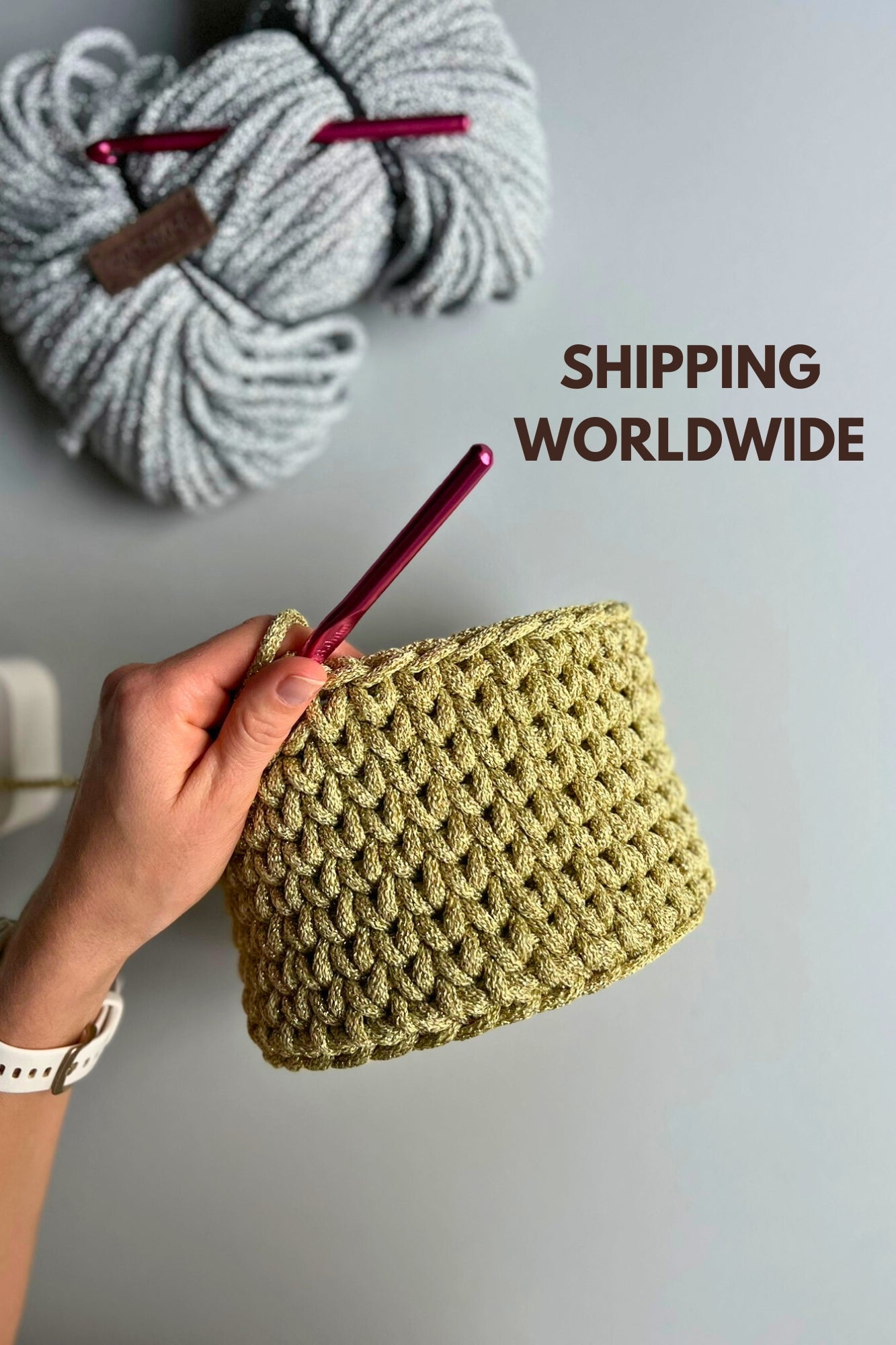 Golden crochet basket kit