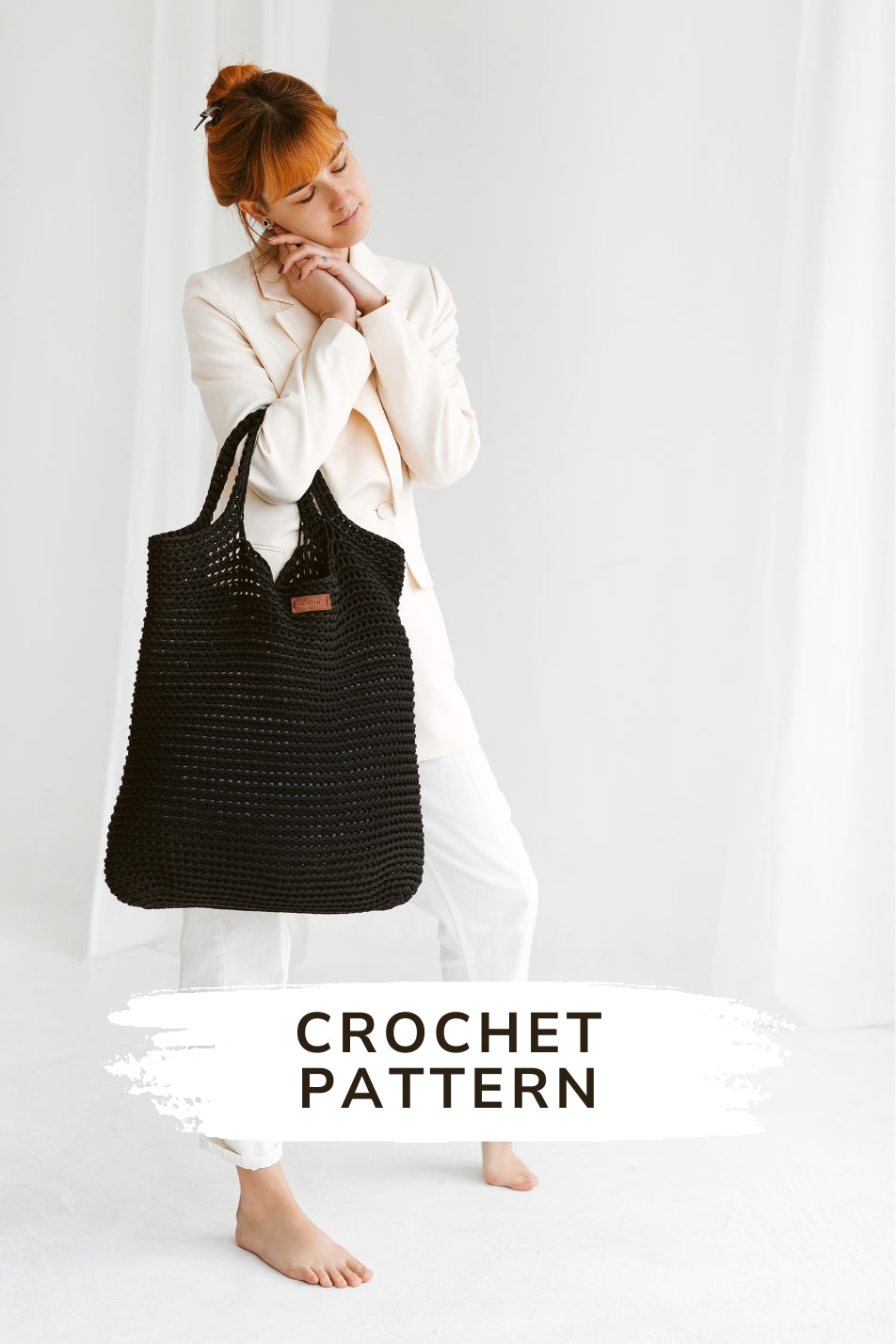 Large black modern crochet bag pattern