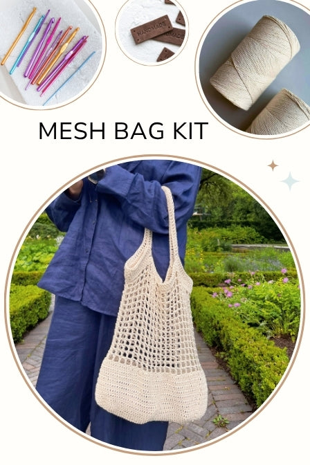 Learn to crochet kit for beginners "Crochet mesh bag"