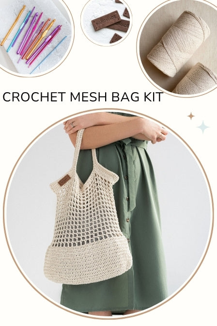 Learn to crochet kit for beginners "Crochet mesh bag"