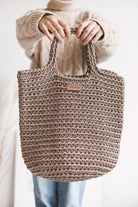 Brown crochet tote bag