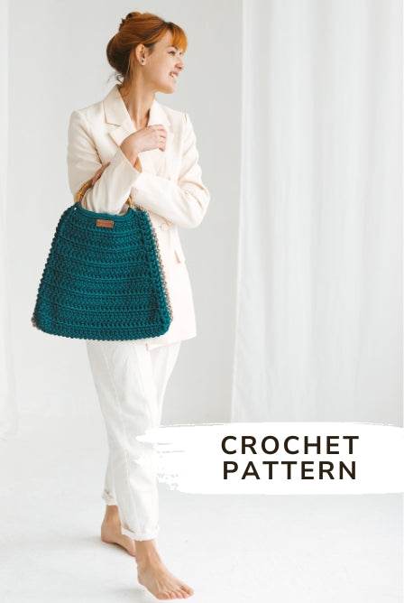 Macrame crochet bag pattern Bag with bamboo handles