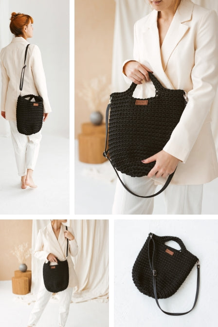 Modern crochet bag pattern Black Ally