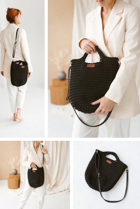 Modern crochet bag pattern Black Ally