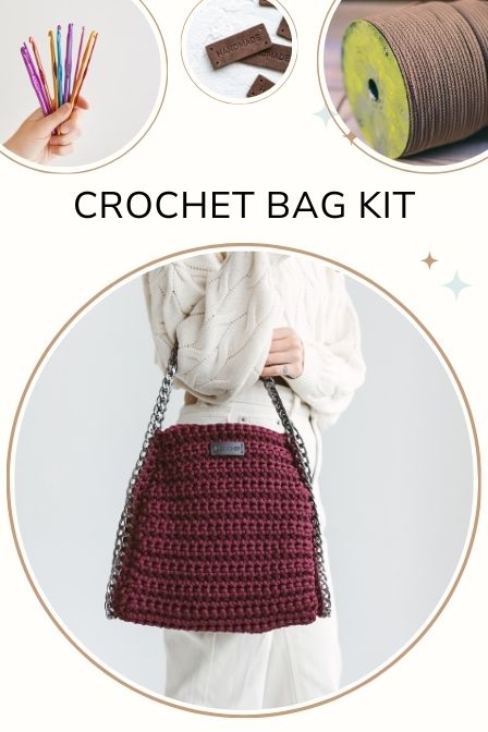 Modern crochet kit Bag with chains