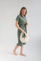 Handmade ivory crochet halfmoon bag in style and move