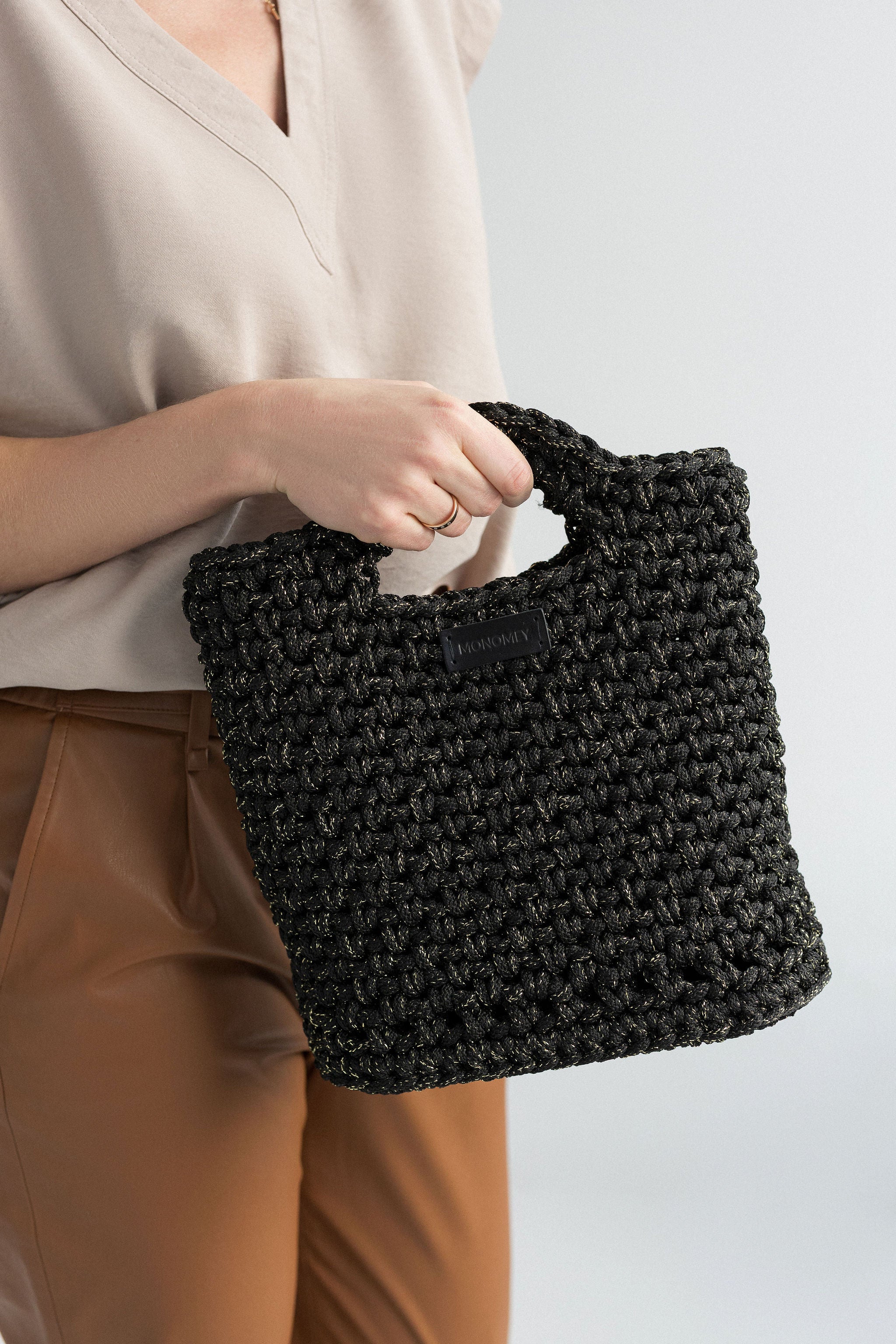Black Crochet Handbag ready for shipping