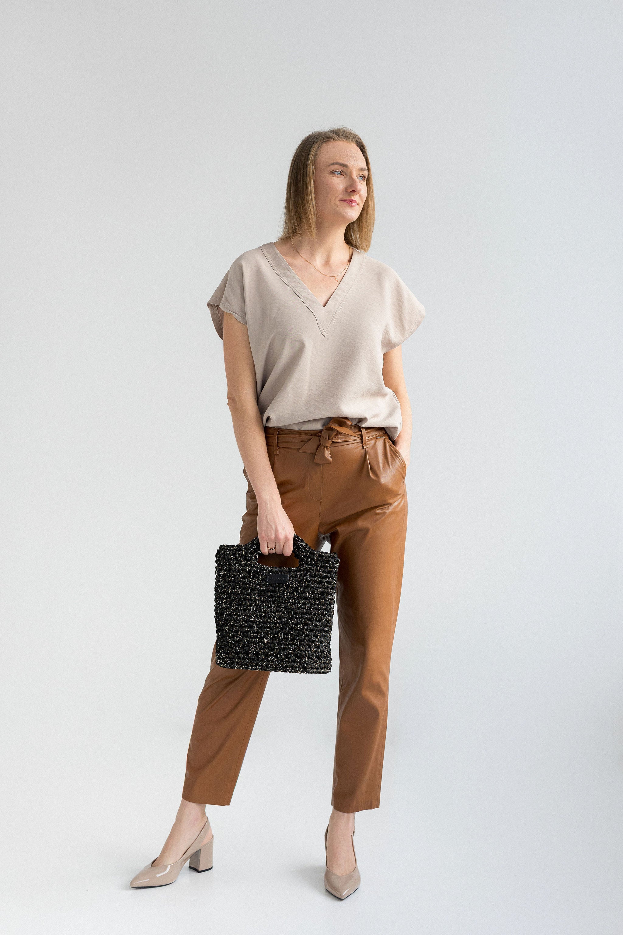 Black Crochet Handbag with Gold Shimmer – Handmade Bag "Cute Purse"