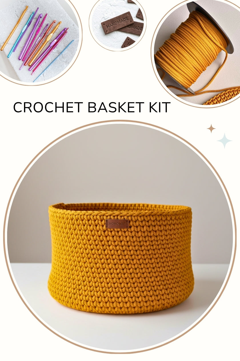 Mustard Crochet Basket Kit