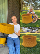 Mustard Basket in my hands and outside