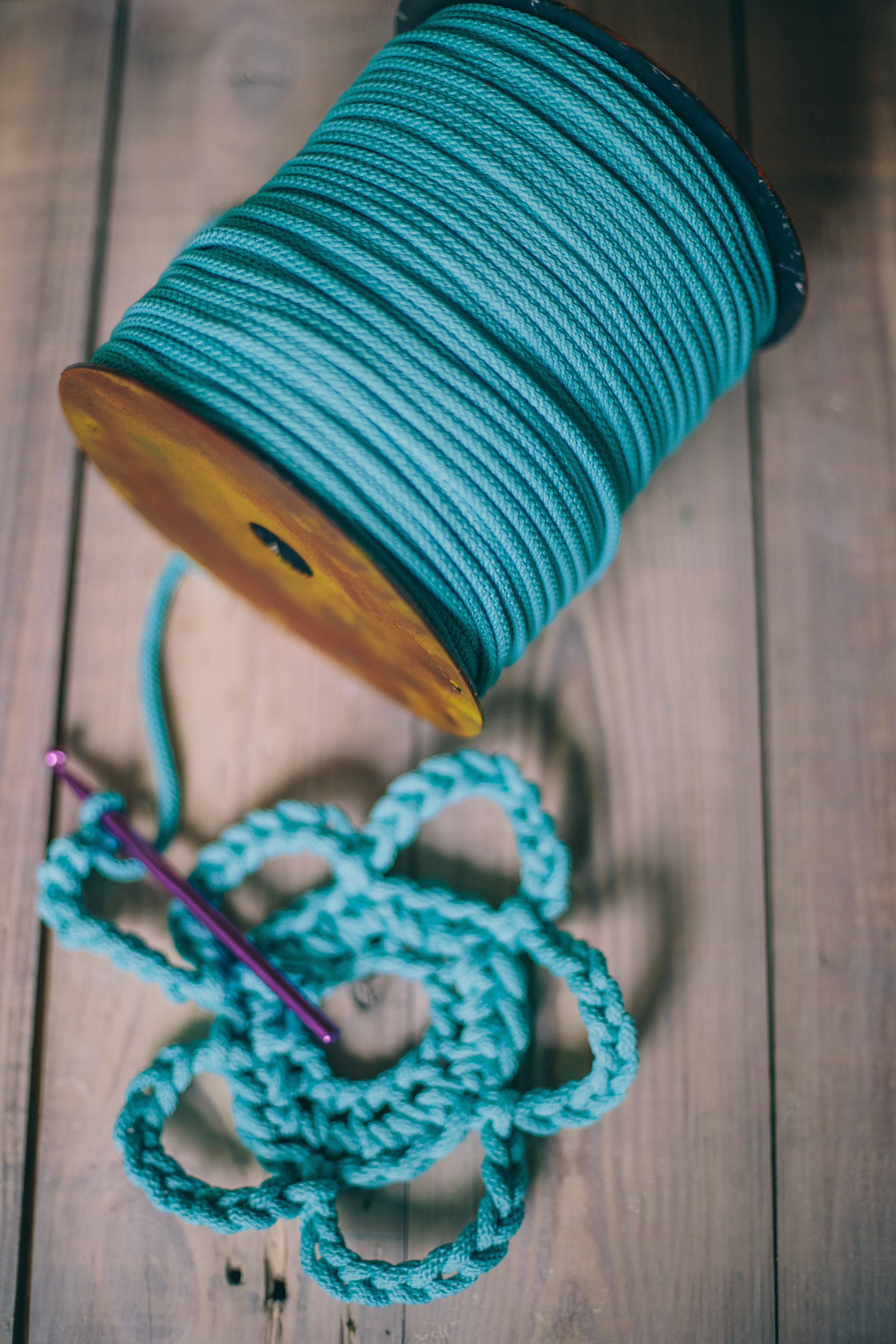 Teal macrame cord 6mm