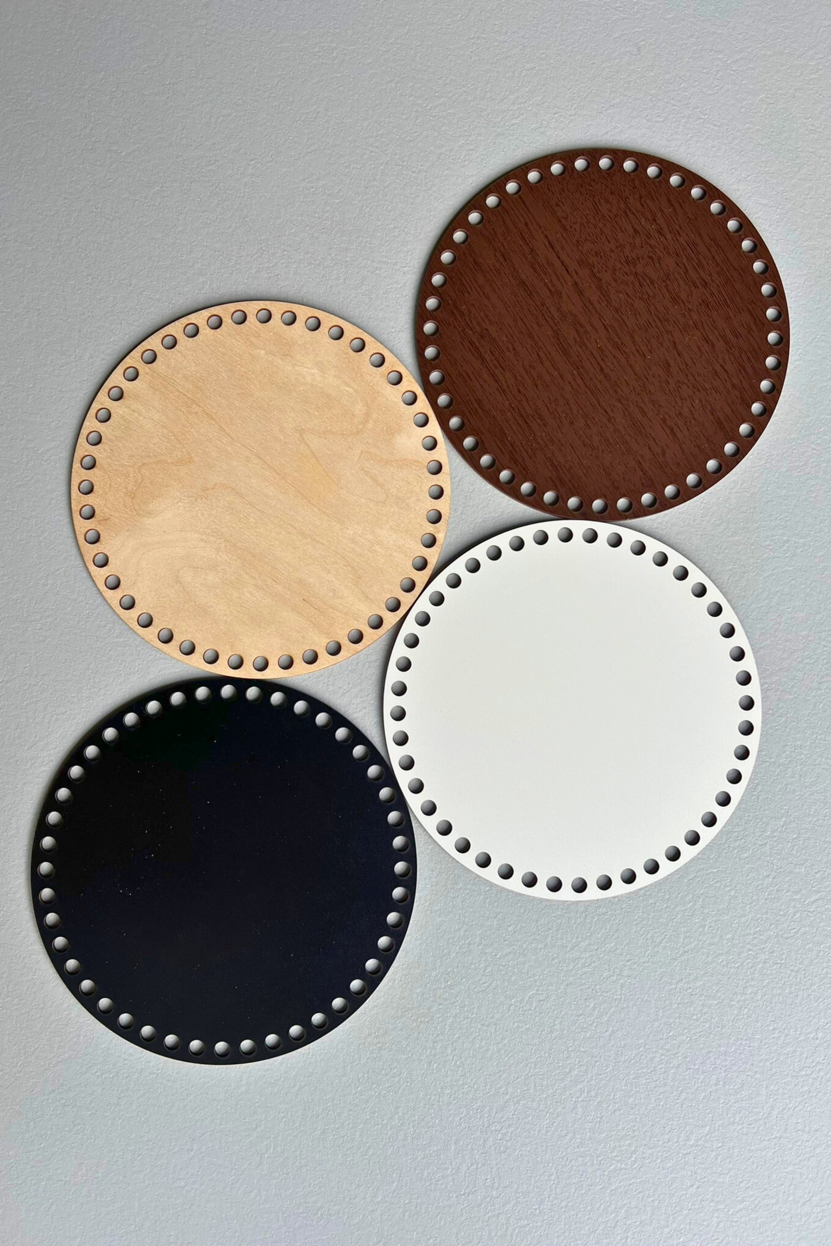 Wooden bases for crochet baskets