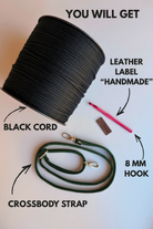 Black Cord & Strap Version - complete set of Black Crochet DIY Kit "Ally Bag"