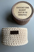 Crochet basket with wooden base