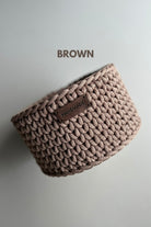 Crochet basket with wooden base