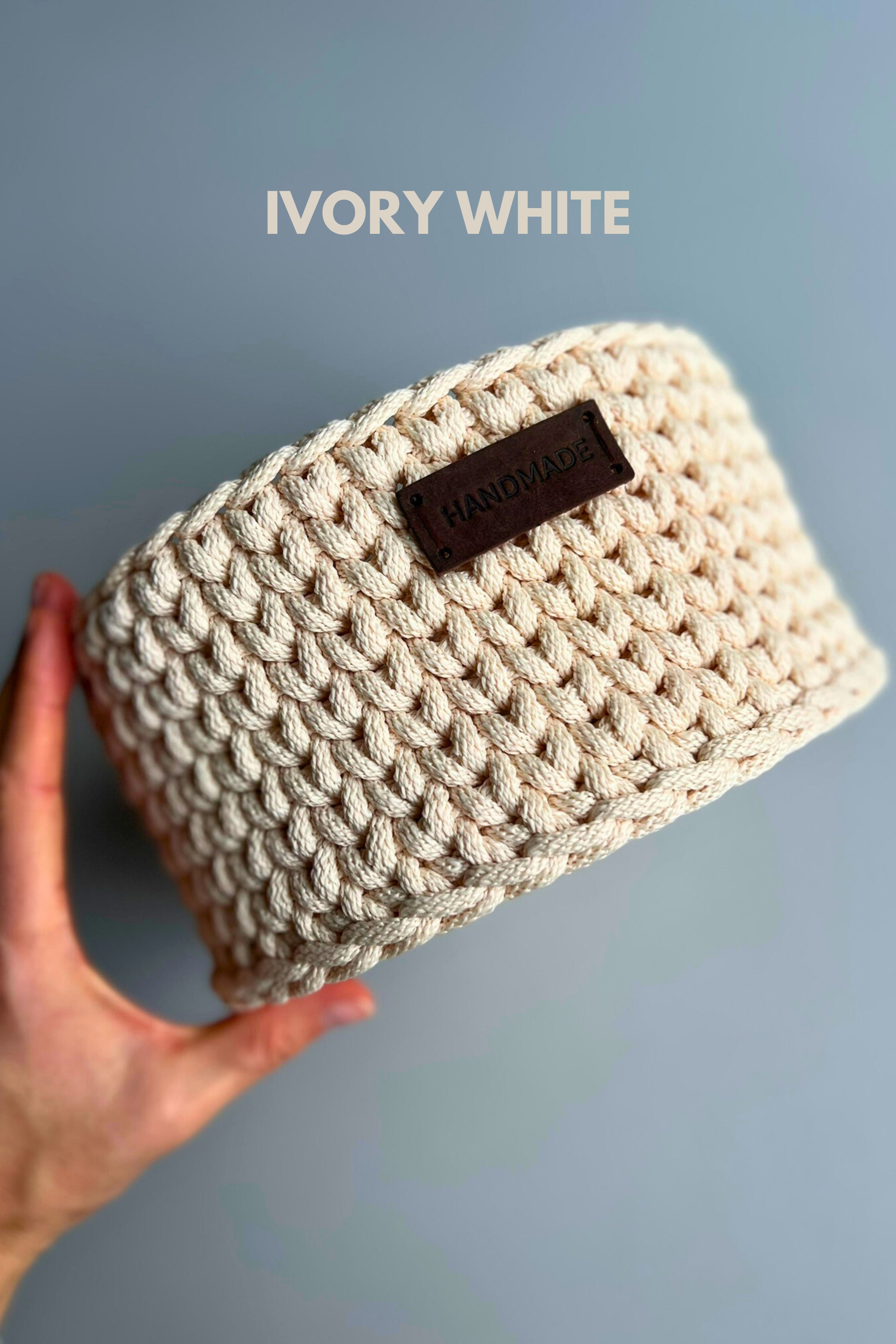 Crochet basket with wooden base